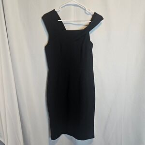 French‎ Connection Black Dress Womens Size 8 Asymmetrical Neckline Career